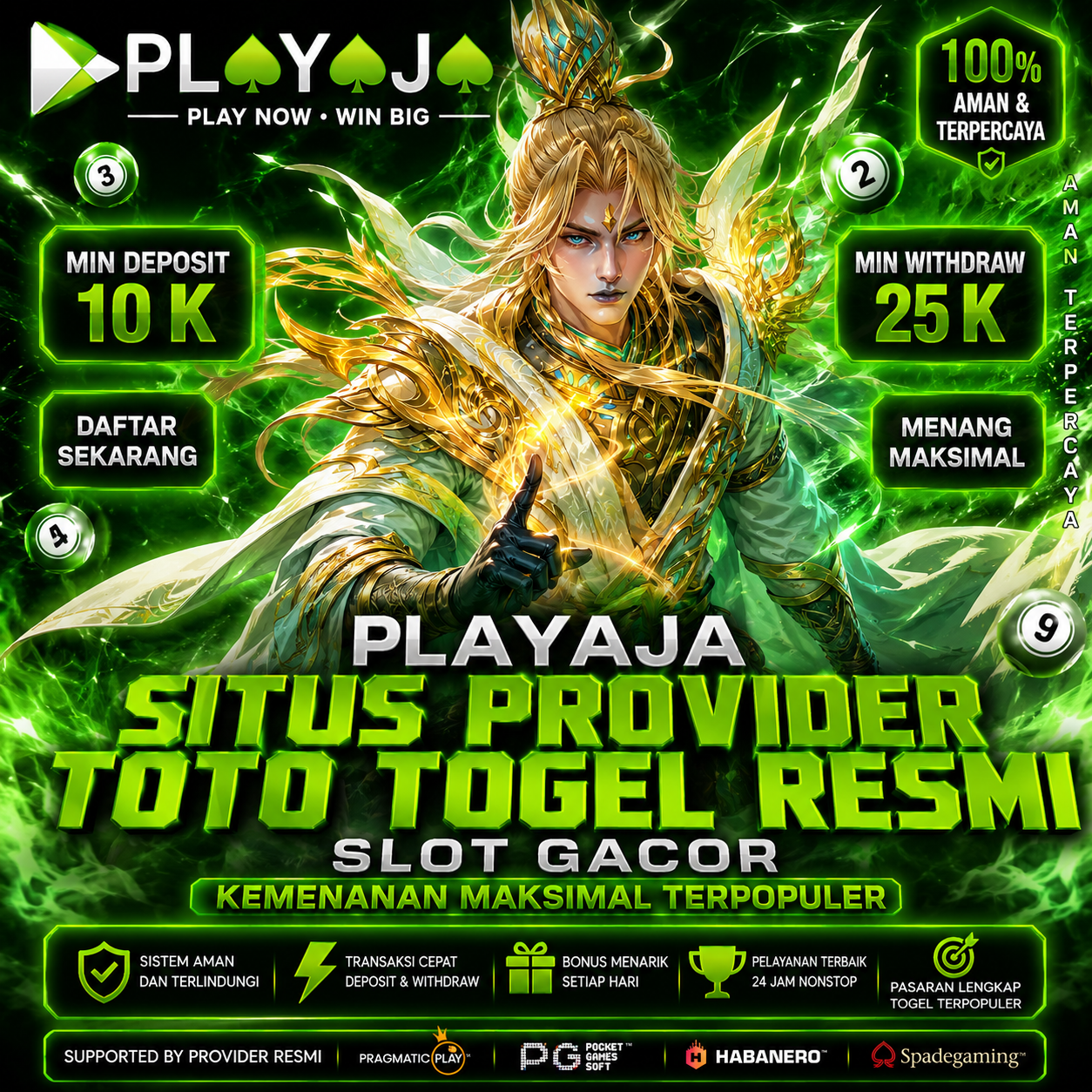 PLAYAJA | Situs Provider Toto Togel Resmi Slot Gacor Kemenanan Maksimal Terpopuler image 1
